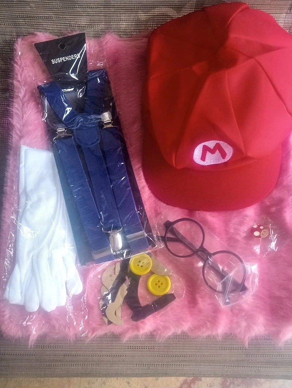 Mario Halloween Costume Set Red & Blue